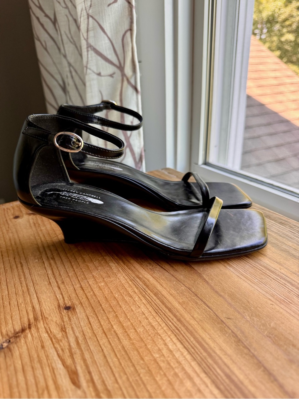 Jeffrey Campbell for Free People Black Wedge Heels Strappy Shoes 6